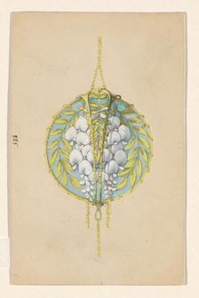 Design for a pendant with flower branches of the White Wisteria, enamelled gold, c.1905. Creator: Paul Louchet
