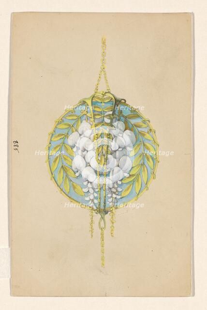Design for a pendant with flower branches of the White Wisteria, enamelled gold, c.1905. Creator: Paul Louchet.