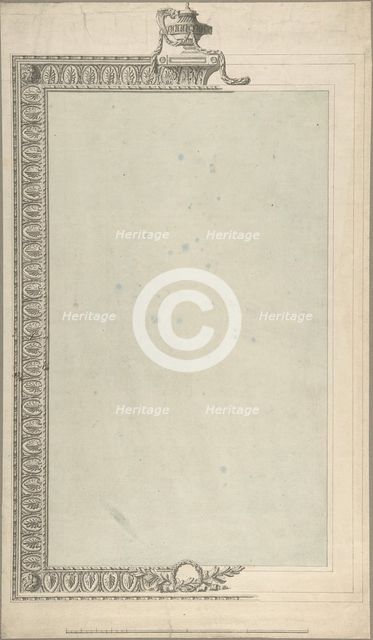 Design for a Pier-glass, of Tall Oblong Form, the Border a Palmette Frieze..., 1740-1800. Creators: William Chambers, John Yenn.