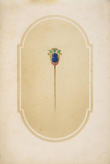 Design for a pin with a blue scarab, 19th century. Creator: Anon
