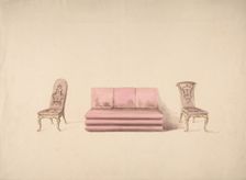 Design for a Pink Sofa and Two Mauve Chairs, early 19th century. Creator: Anon