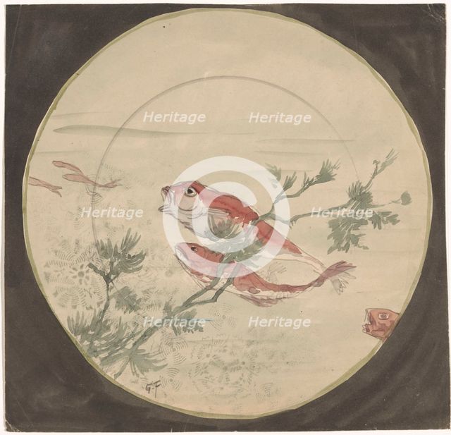 Design for a plate with red fish, c.1875-c.1890. Creator: Gustave Fraipont.
