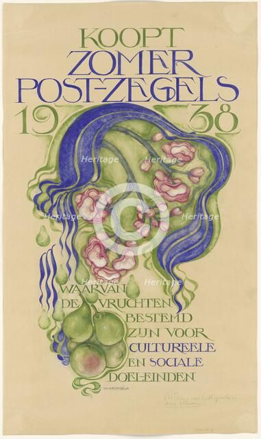 Design for a poster for the sale of summer stamps for the year 1938, c. 1938. Creator: Willem Arondeus.