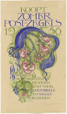 Design for a poster for the sale of summer stamps for the year 1938, c. 1938. Creator: Willem Arondeus