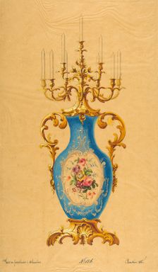 Design for a Porcelain Candelabra, 19th century. Creator: Anon