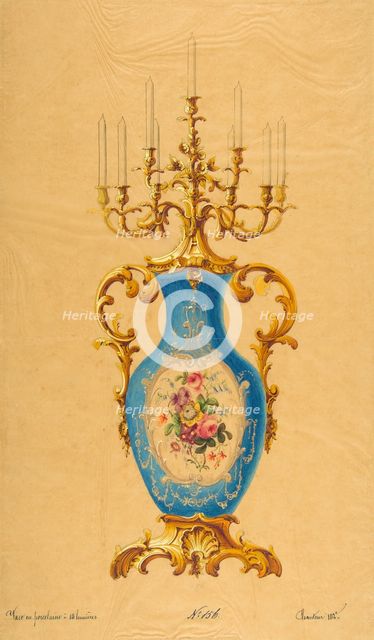 Design for a Porcelain Candelabra, 19th century. Creator: Anon.