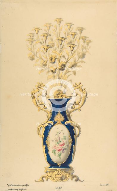 Design for a Porcelain Candelabra with Nine Branches, 19th century. Creator: Anon.