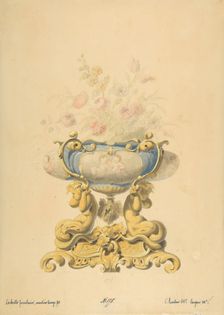 Design for a Porcelain Flower Bowl with Bronze Mount, 19th century. Creator: Anon