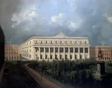 Design for a proposed New Opera House in Leicester Square c1790. Creator: William Hodges