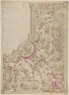 Design for a Quarter of a Ceiling with Grotesque Decorations, 17th century. Creator: Anon