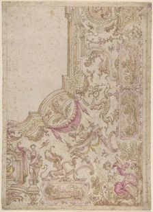 Design for a Quarter of a Ceiling with Grotesque Decorations, 17th century. Creator: Anon