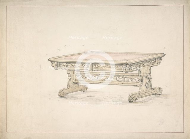 Design for a Renaissance Style Table, 19th century. Creator: Anon.
