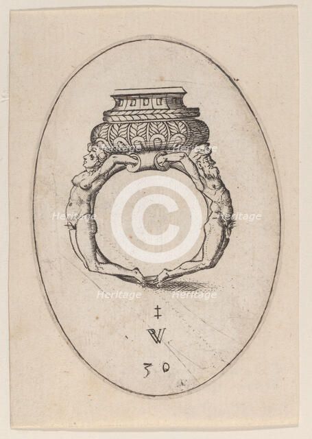 Design for a Ring, Plate 30 from 'Livre d'Aneaux d'Orfevrerie', 1561. Creator: Pierre Woeiriot.