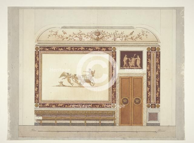 Design for a room wall in Etruscan style with a sofa, 1790-1795. Creator: Anon.