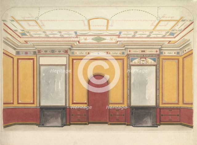 Design for a room with two fireplaces, ca. 1860. Creators: John Dibblee Crace, John Gregory Crace.