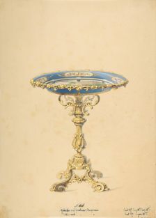 Design for a Round Porcelain Table with Polished Bronze, 19th century. Creator: Anon