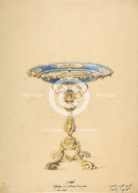 Design for a Round Porcelain Table with Polished Bronze, 19th century. Creator: Anon.