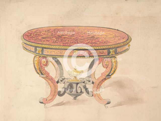Design for a Round Renaissance Style Table, 19th century. Creator: Anon.