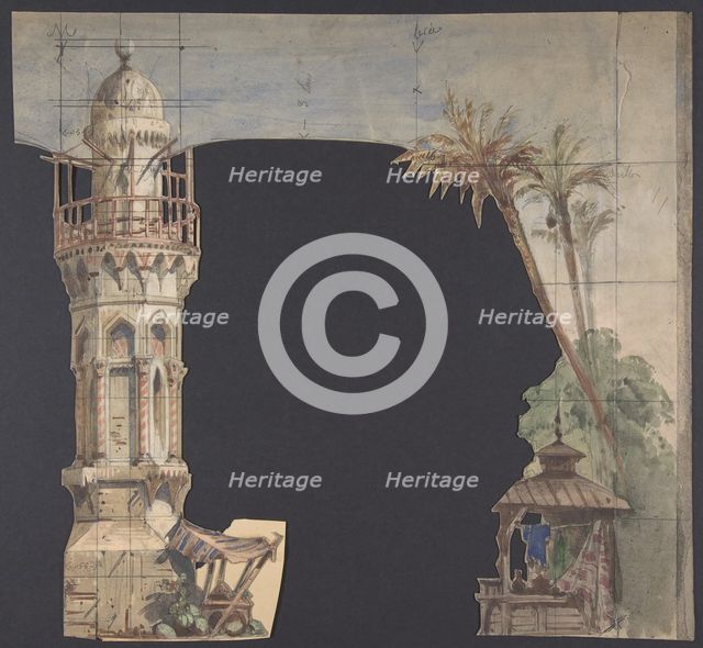 Design for a Stage Set at the Opéra, Paris, 1830-90. Creator: Eugene Ciceri.