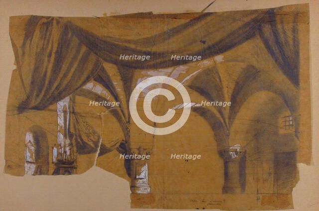 Design for a Stage Set at the Opéra, Paris, 1830-90. Creator: Eugene Ciceri.