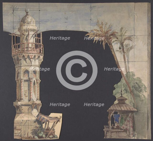 Design for a Stage Set at the Opéra, Paris, 1830-90. Creator: Eugene Ciceri.