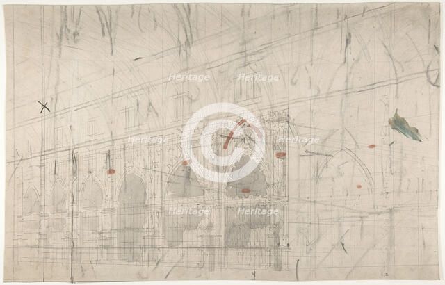 Design for a Stage Set at the Opéra, Paris: Church Interior, 1830-90. Creator: Eugene Ciceri.