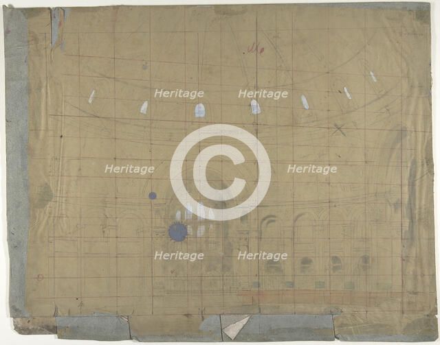 Design for a Stage Set at the Opéra, Paris: Church Interior, 1830-90. Creator: Eugene Ciceri.