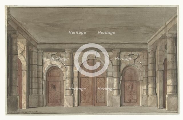 Design for a stage set for a prison vestibule, 1779. Creator: Pieter Barbiers.