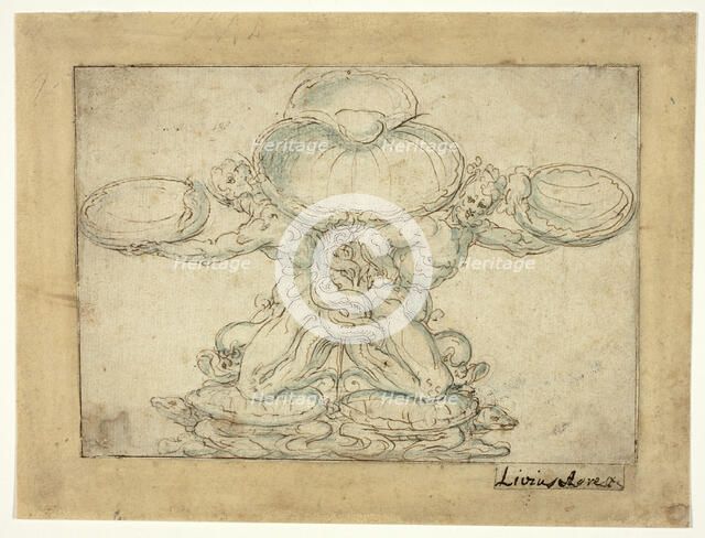 Design for a Salt Cellar or a Table Fountain, 1570-1620. Creator: Livio Agresti da Forlì.