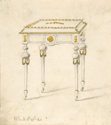 Design for a Small Table on Casters, 19th century. Creator: Anon