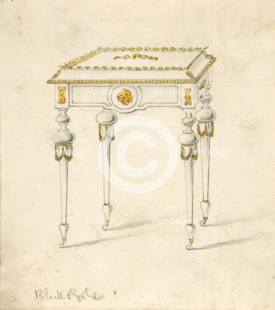 Design for a Small Table on Casters, 19th century. Creator: Anon.