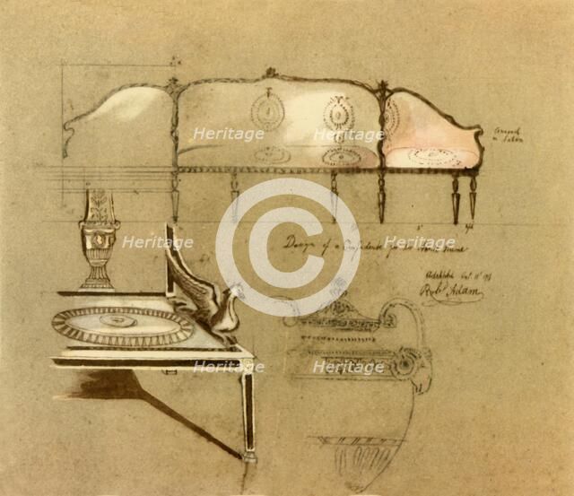 Design for a sofa, 1777, (1946). Creator: Robert Adam.
