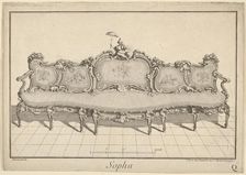 Design for a Sofa, from: Nouvelle Iconographie Historique III, series Q, 1771 or after. Creator: Duval