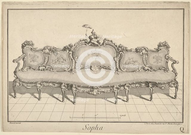 Design for a Sofa, from: Nouvelle Iconographie Historique III, series Q, 1771 or after. Creator: Duval.