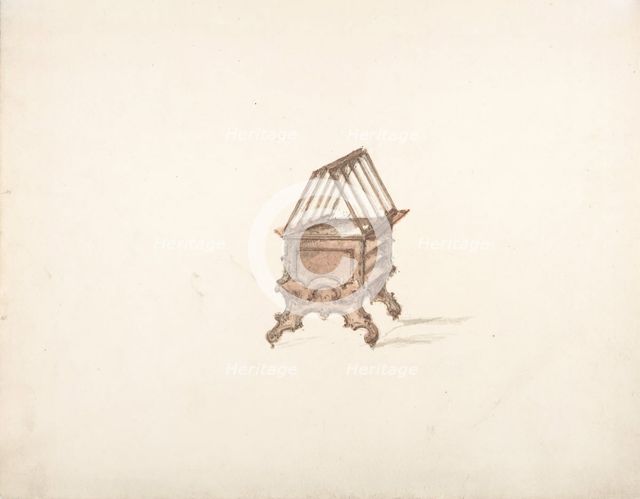 Design for a Two-sided Bookstand with Shelves (Verso: sketch), early 19th century. Creator: Anon.