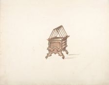Design for a Two-sided Bookstand with Shelves (Verso: sketch), early 19th century. Creator: Anon