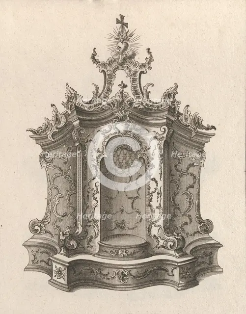 Design for a Tabernacle, Plate 1 from the series 'Tabernacle', Printed ca. 1750-56. Creator: Franz Xavier Habermann.