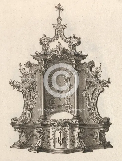 Design for a Tabernacle, Plate 2 from the series 'Tabernacle', Printed ca. 1750-56. Creator: Franz Xavier Habermann.