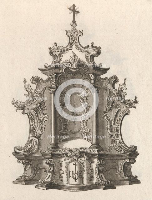 Design for a Tabernacle, Plate 2 from the series 'Tabernacle', Printed ca. 1750-56. Creator: Franz Xavier Habermann.