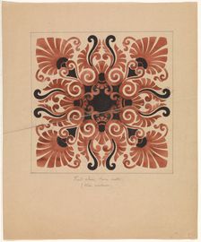 Design for a tile with palmet motifs, c.1850. Creator: Anon