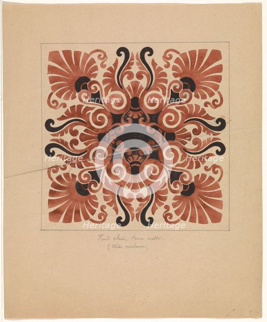 Design for a tile with palmet motifs, c.1850. Creator: Anon.
