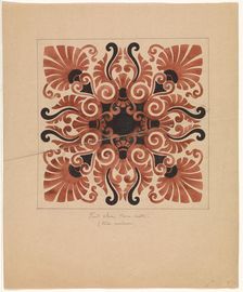Design for a tile with palmet motifs, c.1850. Creator: Anon