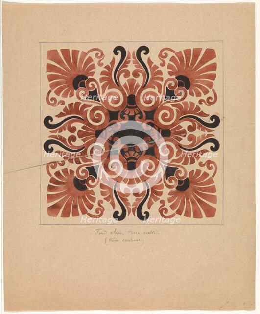 Design for a tile with palmet motifs, c.1850. Creator: Anon.
