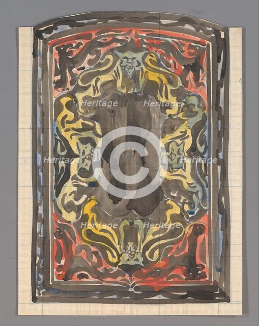 Design for a tiled tableau with lions, 1874-1945. Creator: Carel Adolph Lion Cachet.