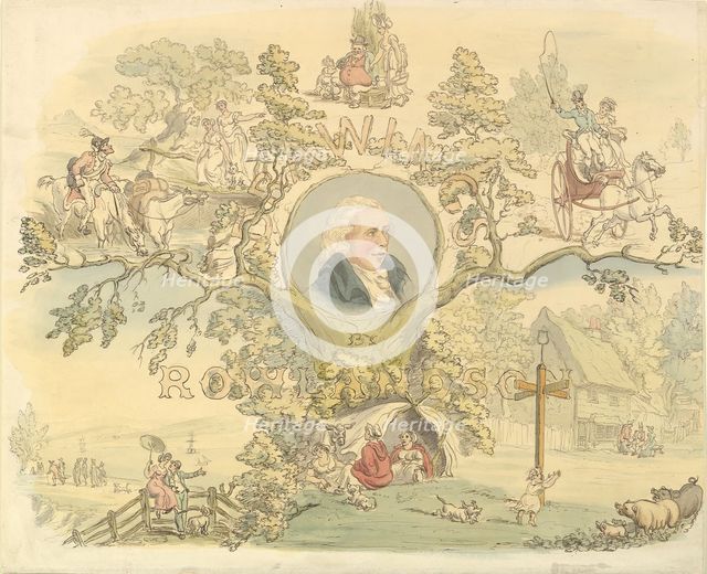 Design for a Titlepage in the Manner of Rowlandson, 1858-1914. Creator: Frederick William Pailthorpe.