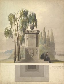 Design for a Tomb, Rothgeisser in Nuremberg (Elevation and Ground Plan), 1826. Creator: Johann Georg Dürschner