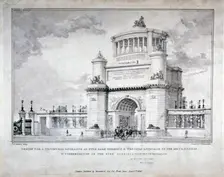 Design for a triumphal arch at Hyde Park in commemoration of the victory at Waterloo in 1815, 1826 Artist: Charles Joseph Hullmandel