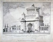 Design for a triumphal arch at Hyde Park in commemoration of the victory at Waterloo in 1815, 1826 Artist: Charles Joseph Hullmandel