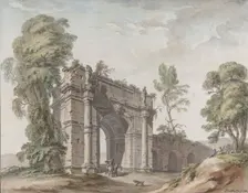 Design for a Triumphal Arch for the Gardens at Chateau d'Enghien, Belgium, 1782. Creator: Charles de Wailly