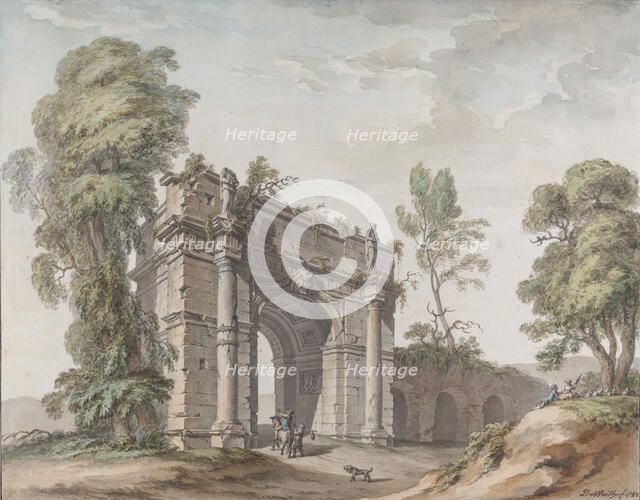 Design for a Triumphal Arch for the Gardens at Chateau d'Enghien, Belgium, 1782. Creator: Charles de Wailly.